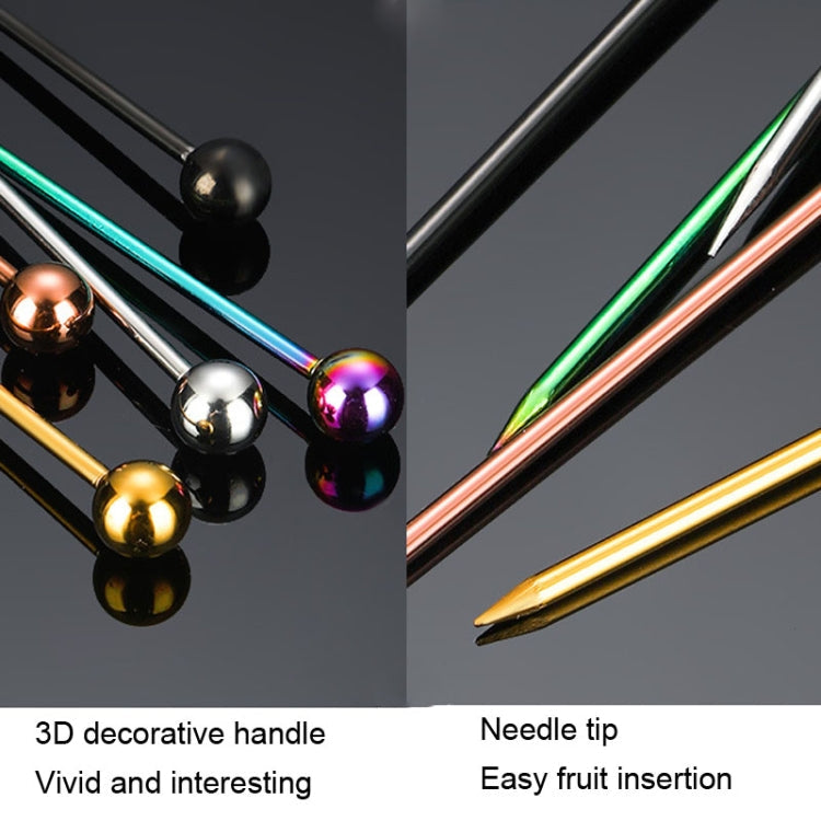 304 Stainless Steel Fruit Needle Dim Sum Decorative Small Sticks, Color: Black