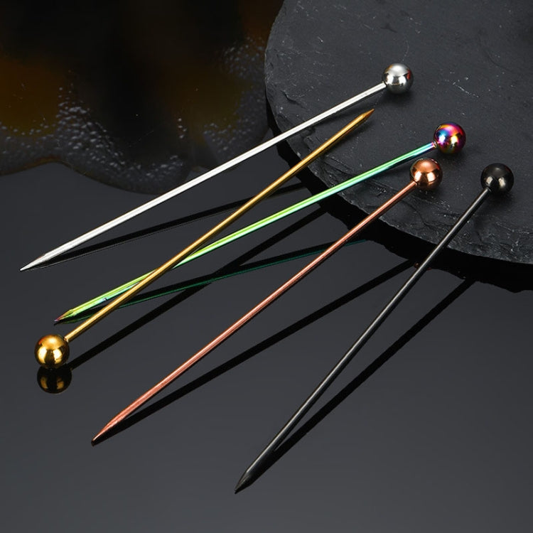 304 Stainless Steel Fruit Needle Dim Sum Decorative Small Sticks, Color: Black