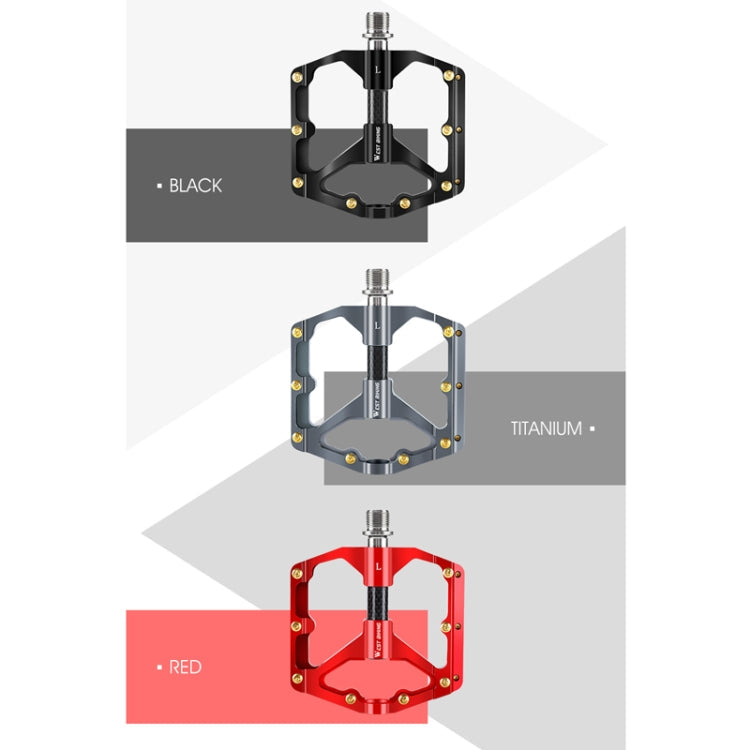 WEST BIKING 3 Bearings Ultralight Carbon Fiber Bushing Mountain Bike Pedal(Red)