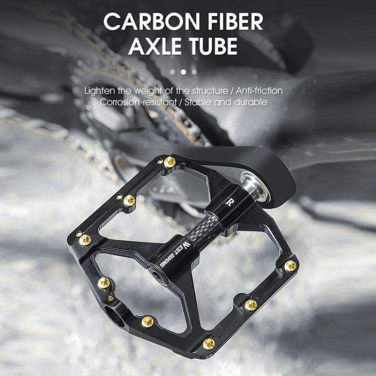 WEST BIKING 3 Bearings Ultralight Carbon Fiber Bushing Mountain Bike Pedal(Black)