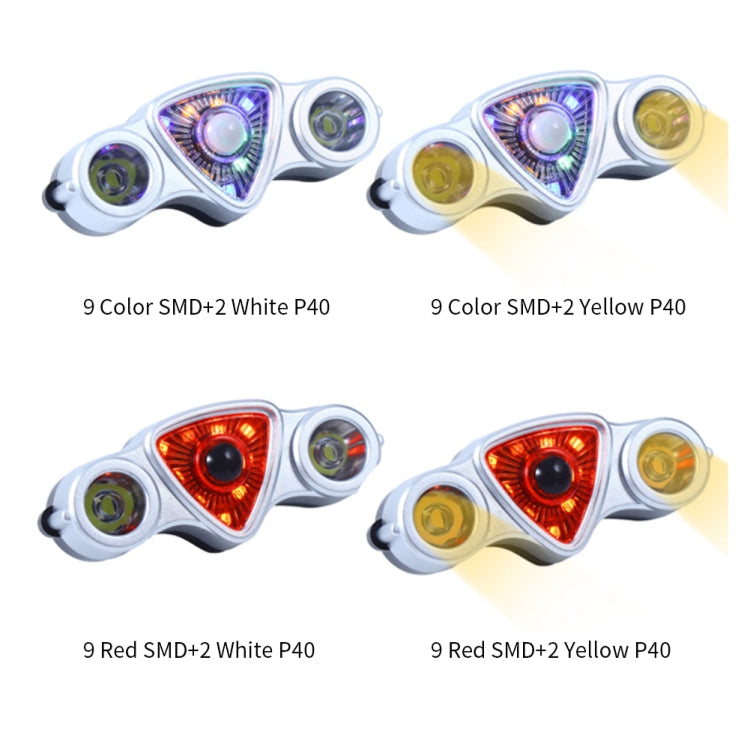 9+2 LED Bicycle Tail Light Rechargeable MTB Road Bike Headlight Warning Light(Color Light+White Light)