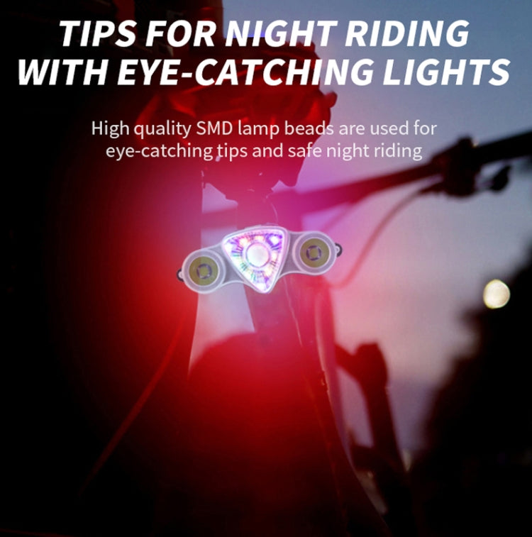 9+2 LED Bicycle Tail Light Rechargeable MTB Road Bike Headlight Warning Light(Color Light+Yellow Light)