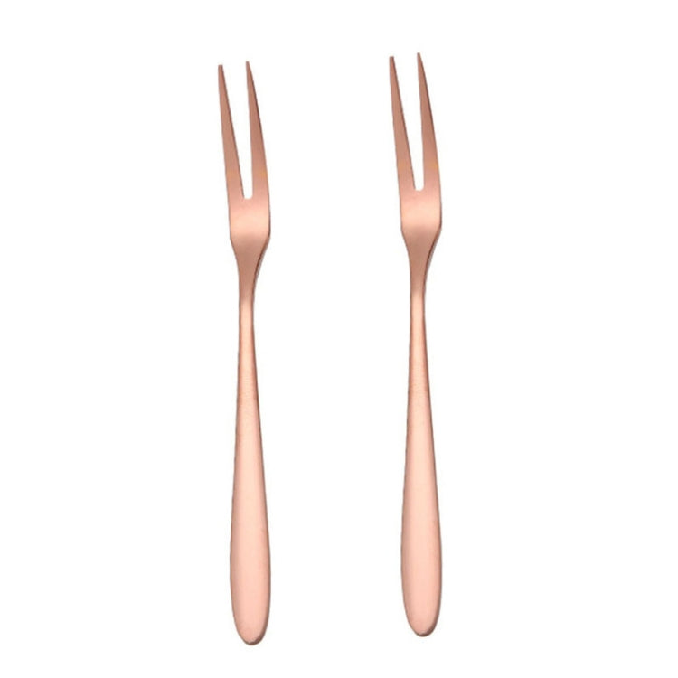 2pcs 304 Stainless Steel Fruit Cake Fork Plating Titanium Tableware, Color: Rose Gold