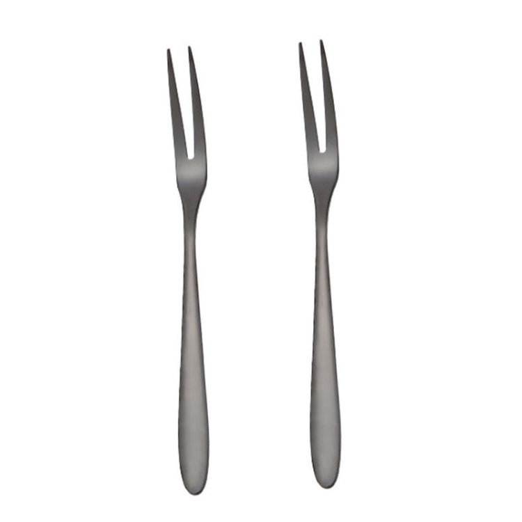 2pcs 304 Stainless Steel Fruit Cake Fork Plating Titanium Tableware, Color: Titanium Black