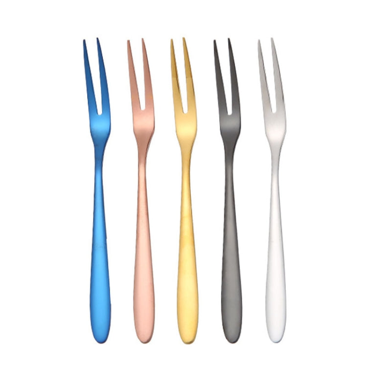 2pcs 304 Stainless Steel Fruit Cake Fork Plating Titanium Tableware, Color: Rose Gold