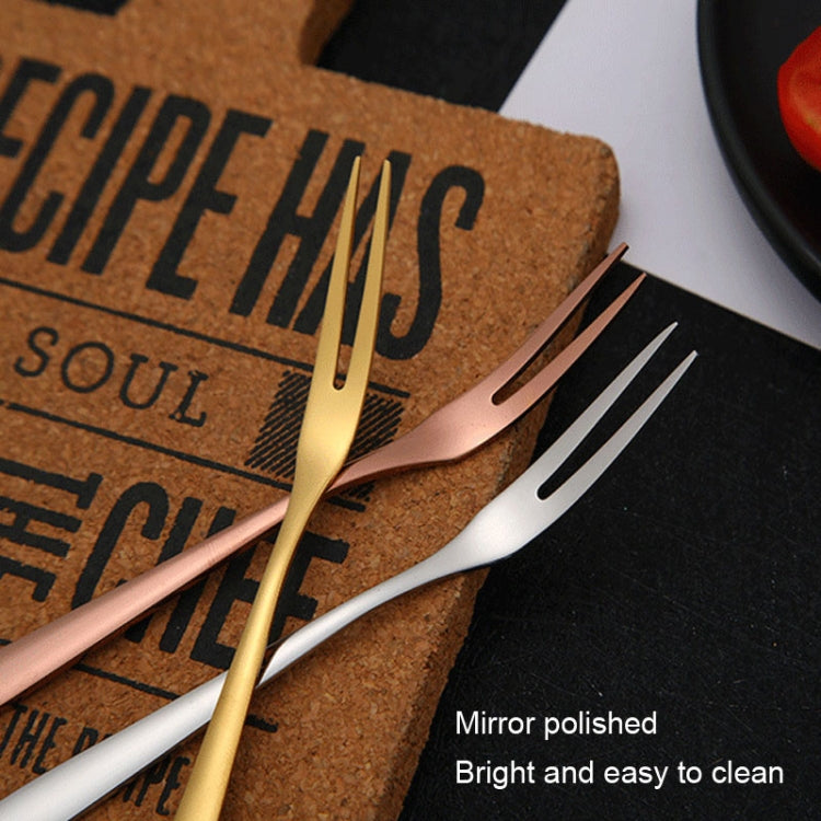 2pcs 304 Stainless Steel Fruit Cake Fork Plating Titanium Tableware, Color: Rose Gold