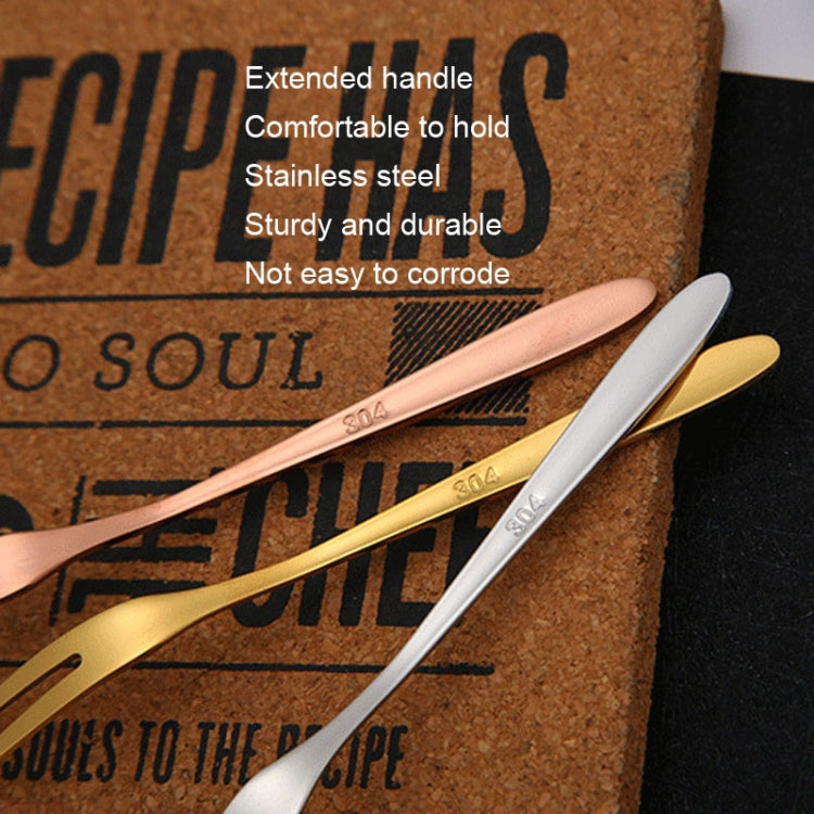 2pcs 304 Stainless Steel Fruit Cake Fork Plating Titanium Tableware, Color: Rose Gold