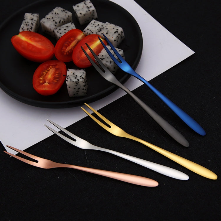2pcs 304 Stainless Steel Fruit Cake Fork Plating Titanium Tableware, Color: Titanium Black