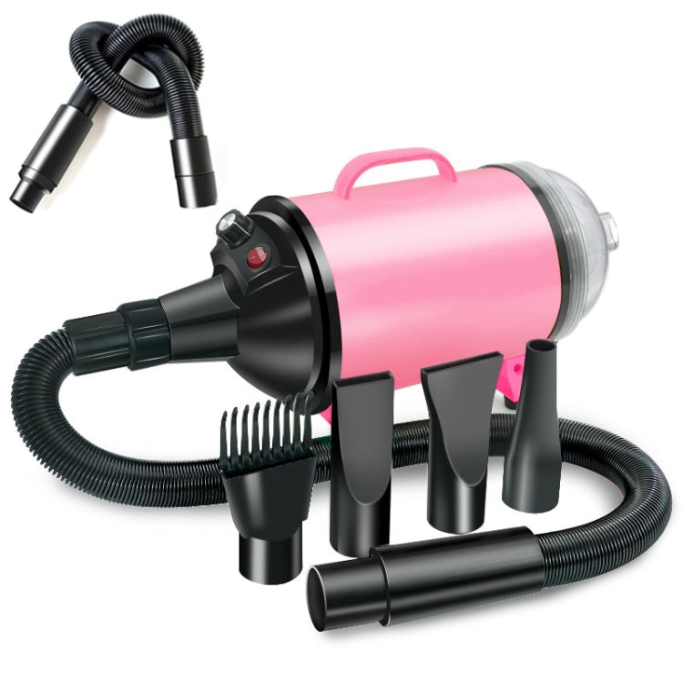 2100W Dog Dryer Stepless Speed Pet Hair Blaster With Vacuum Cleaner 220V UK Plug(Black Pink)
