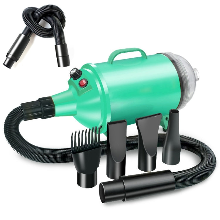 2100W Dog Dryer Stepless Speed Pet Hair Blaster With Vacuum Cleaner 220V UK Plug(Pure Green)