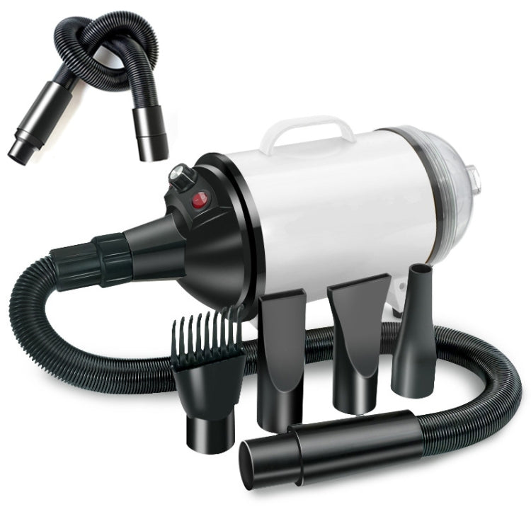 2100W Dog Dryer Stepless Speed Pet Hair Blaster With Vacuum Cleaner 220V UK Plug(Black White)