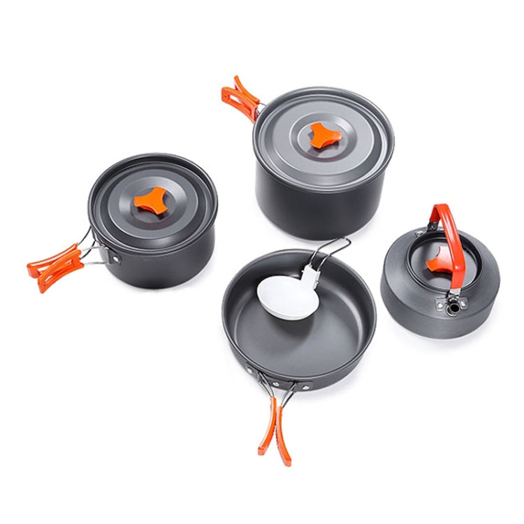 Hewolf HW-K1779 4-5 People Outdoor Aluminum Stove Portable Storage Camping Set(Gray)