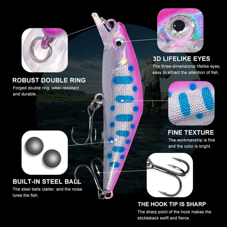 HENGJIA 5.7cm 3.4g Microbe Road Lures Slow Sinking Minnow Fake Bait, Color: 10 Colors Bagged