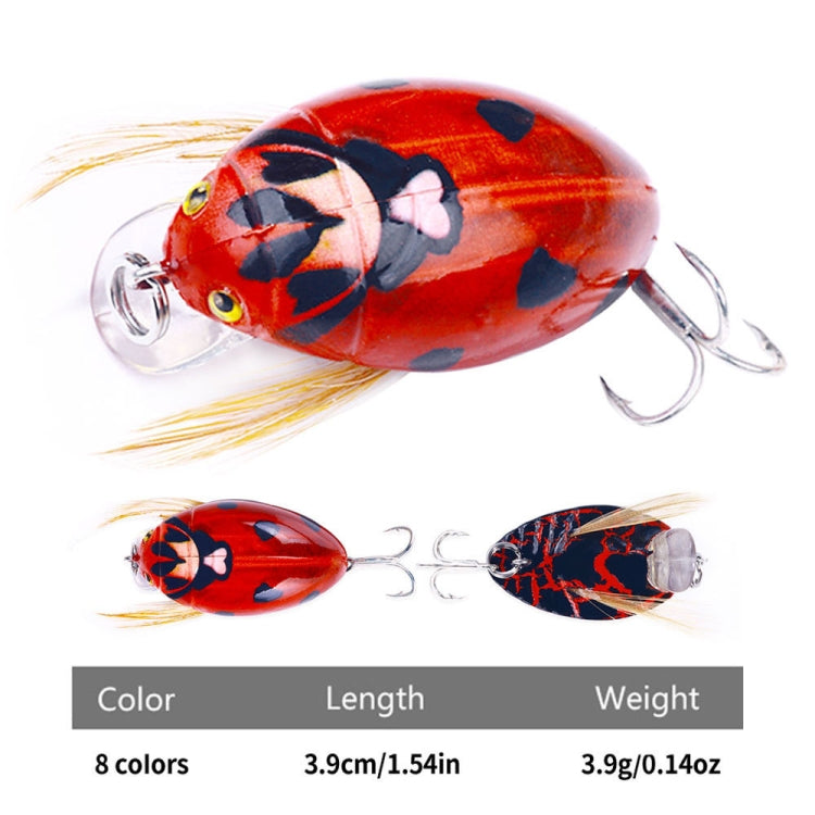 HENGJIA Insect Floating Water Bionic Bait Beetle Water Surface Bass Tap Fake Bait, Color: 8 Colors Boxed