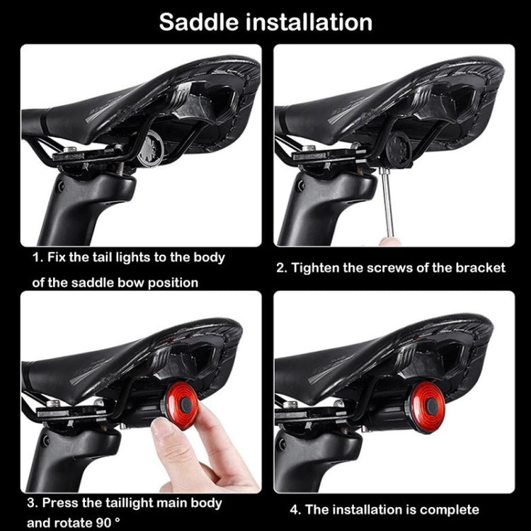 WEST BIKING Bicycle USB Charging Smart Brake Sensor Warning Tail Light(Sit Tube)