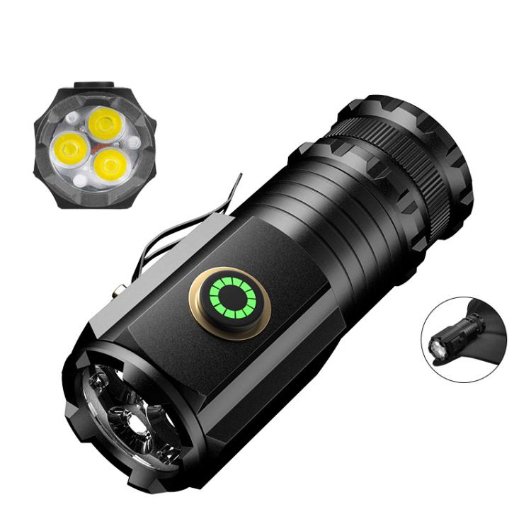 3 LED Mini Flashlight Rechargeable Waterproof 2000LM Super Bright Torch, Spec:  Tail Magnet