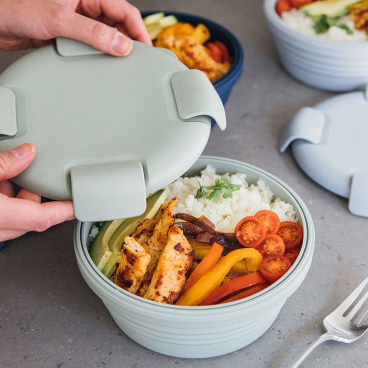 1100ml Silicone Folding Lunch Box  Travel Bowl Microwave & Dishwasher Safe(Blue)