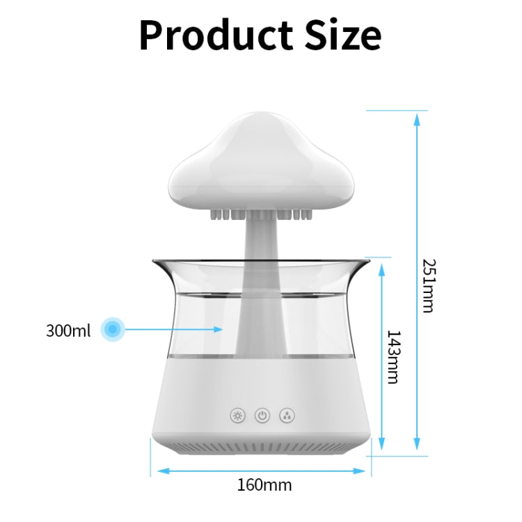 CH06 300ml Rain Humidifier Mushroom Cloud Colorful Night Lamp Aromatherapy Machine, Style: With Remote Controller(Light Wood Grain)