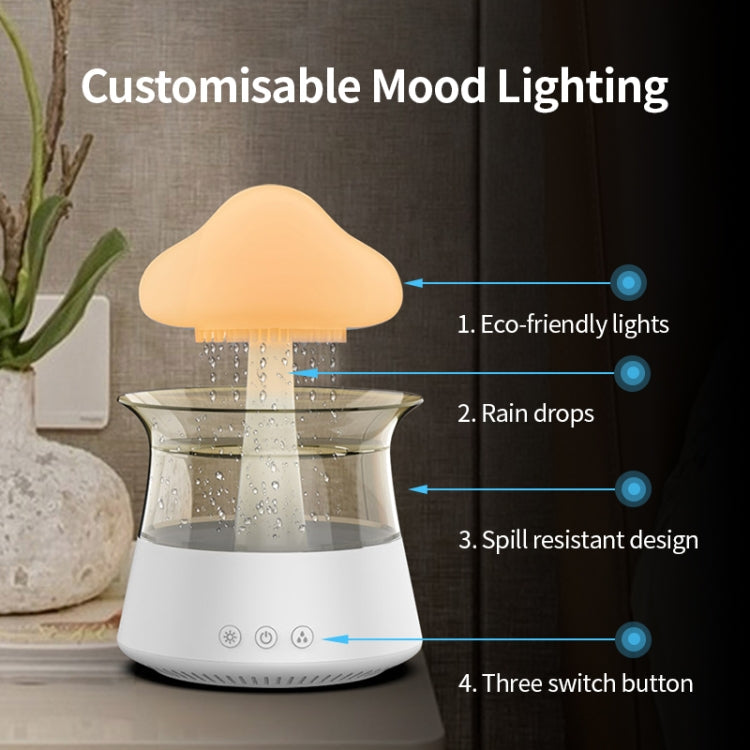 CH06 300ml Rain Humidifier Mushroom Cloud Colorful Night Lamp Aromatherapy Machine, Style: With Remote Controller(Light Wood Grain)