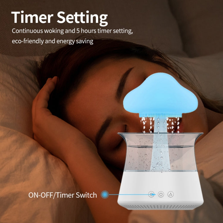 CH06 300ml Rain Humidifier Mushroom Cloud Colorful Night Lamp Aromatherapy Machine, Style: With Remote Controller(Light Wood Grain)