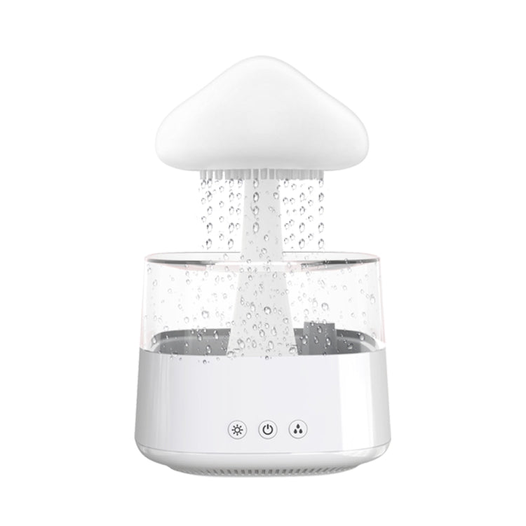 CH08 450ml Rain Humidifier Mushroom Cloud Colorful Night Lamp Aromatherapy Machine, Style: Without Remote Controller(White)