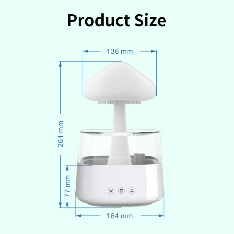 CH08 450ml Rain Humidifier Mushroom Cloud Colorful Night Lamp Aromatherapy Machine, Style: With Remote Controller(White)
