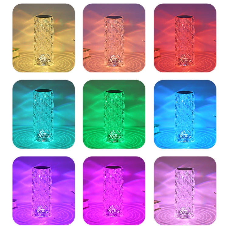 RGB Crystal Rose Atmosphere Table Lamp Bedroom Touch LED Decorative Night Light, Style: Remote Control Model