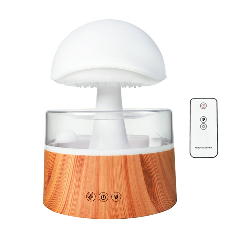 500ml Rain Humidifier Mushroom Cloud Colorful Night Lamp Aromatherapy Machine With Remote Control, Style: USB Direct Plug(Wood Grain)