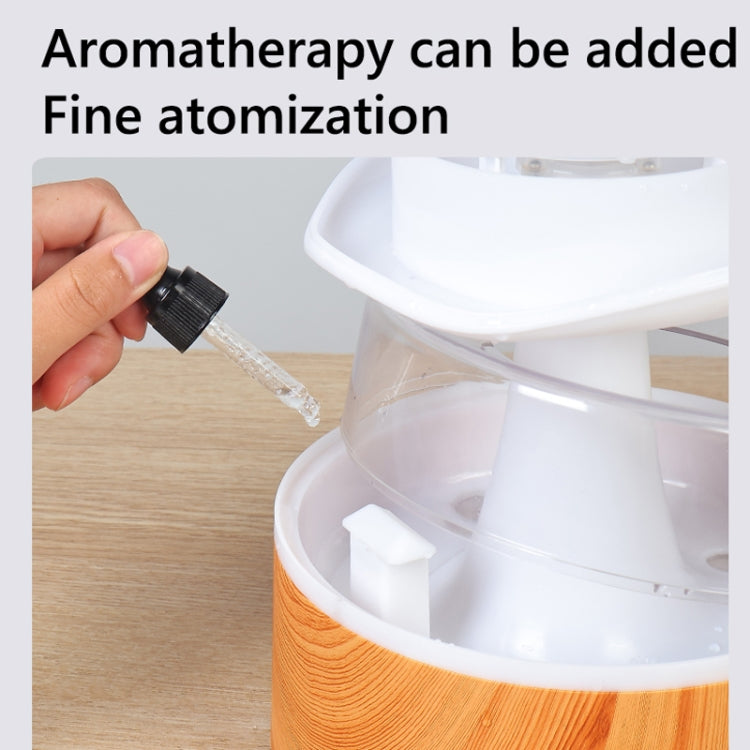 500ml Rain Humidifier Mushroom Cloud Colorful Night Lamp Aromatherapy Machine With Remote Control, Style: USB Direct Plug(Wood Grain)