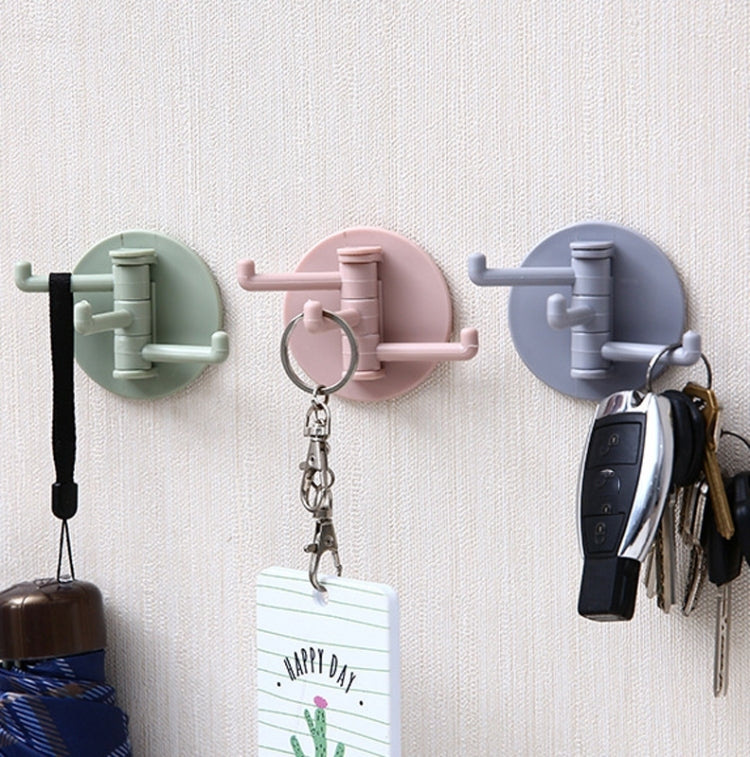 10pcs /Pack 3 Hooks Rotatable Hook Kitchen Bathroom Paste Wall Hook(Random Color)