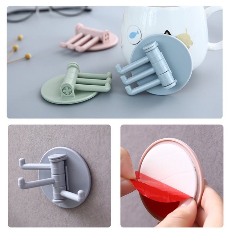 10pcs /Pack 3 Hooks Rotatable Hook Kitchen Bathroom Paste Wall Hook(Random Color)