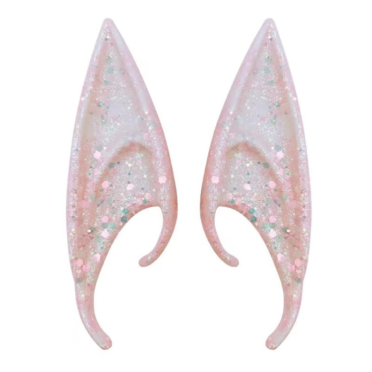 1pair Latex Elf Ears With Glitter Halloween Party Pixie Ears Cosplay Props 12cm Pink