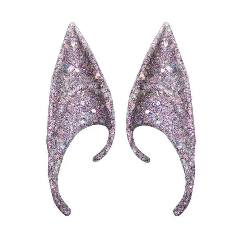 1pair Latex Elf Ears With Glitter Halloween Party Pixie Ears Cosplay Props 12cm Purple