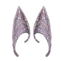 1pair Latex Elf Ears With Glitter Halloween Party Pixie Ears Cosplay Props 12cm Purple