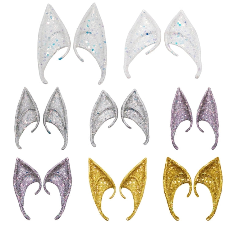 1pair Latex Elf Ears With Glitter Halloween Party Pixie Ears Cosplay Props 10cm Pink