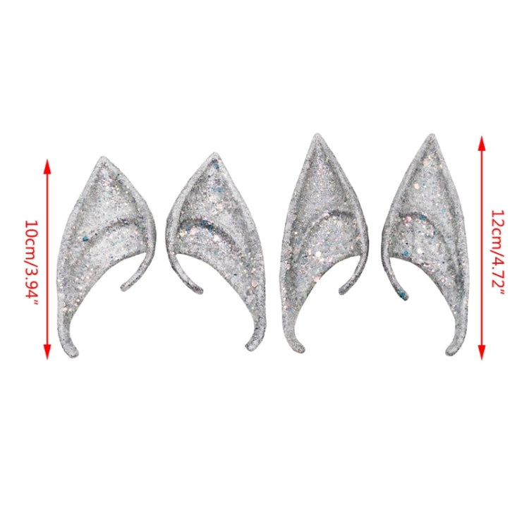 1pair Latex Elf Ears With Glitter Halloween Party Pixie Ears Cosplay Props 10cm Purple