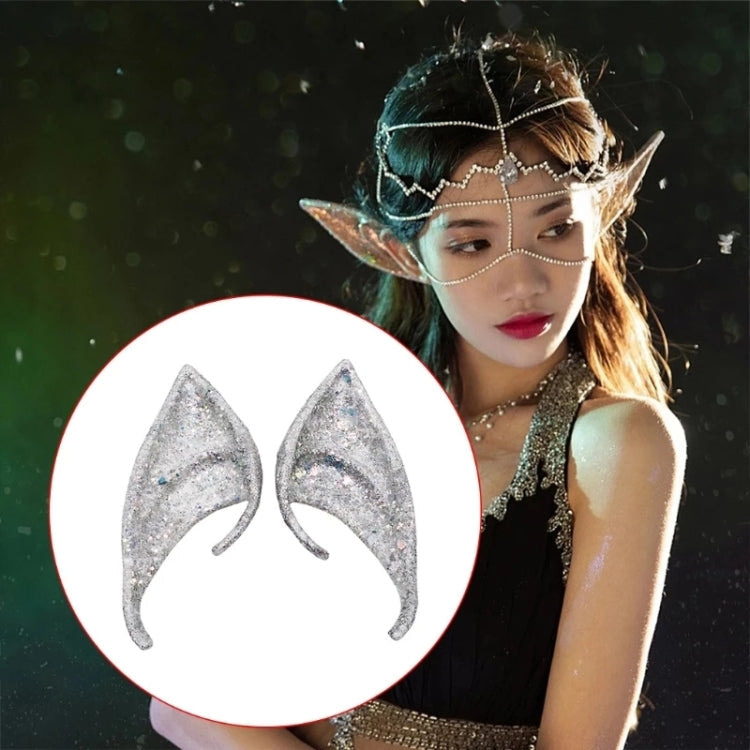 1pair Latex Elf Ears With Glitter Halloween Party Pixie Ears Cosplay Props 10cm Purple