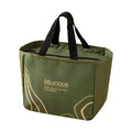 Portable Waterproof Insulation Bag Thickened Aluminum Foil Large Capacity Lunch Bag(Light Luxury Green Line)