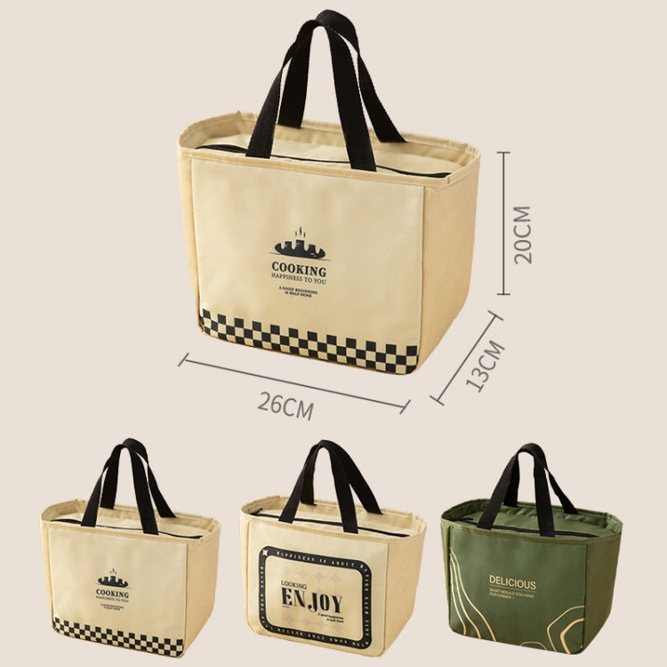Portable Waterproof Insulation Bag Thickened Aluminum Foil Large Capacity Lunch Bag(Light Luxury Green Line)