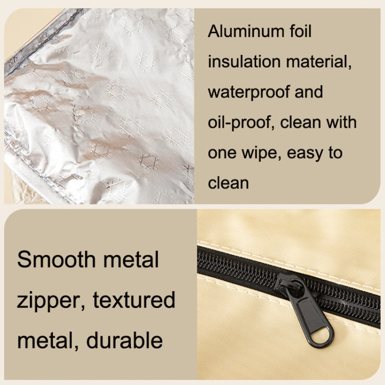 Portable Waterproof Insulation Bag Thickened Aluminum Foil Large Capacity Lunch Bag(Beige Lattice)