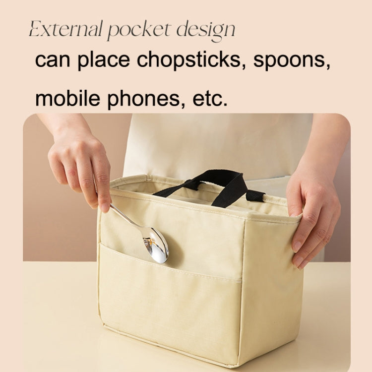 Portable Waterproof Insulation Bag Thickened Aluminum Foil Large Capacity Lunch Bag(Beige Lattice)