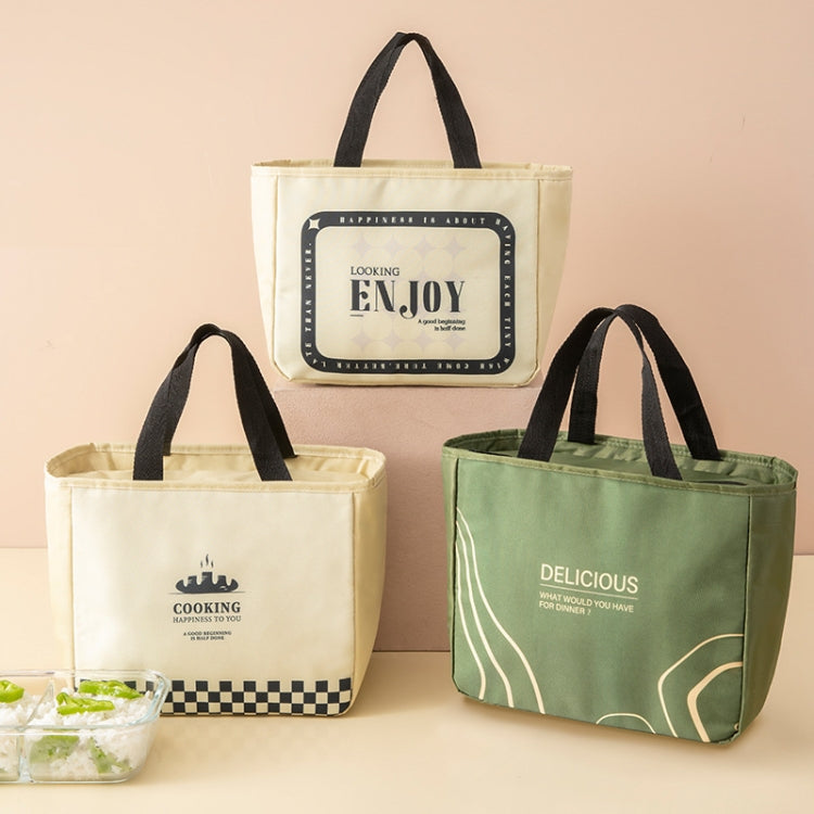 Portable Waterproof Insulation Bag Thickened Aluminum Foil Large Capacity Lunch Bag(Beige Lattice)