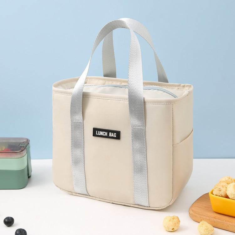 Portable Insulation Bag Waterproof Small Meal Bag Aluminum Foil Thickened Lunch Bag(Beige)