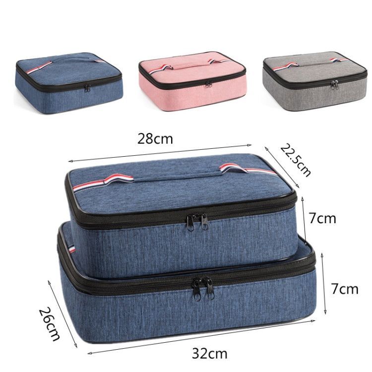 2pcs Small Waterproof Portable Lunch Bag Outdoor Picnic Lunch Box Insulation Bag(Navy)
