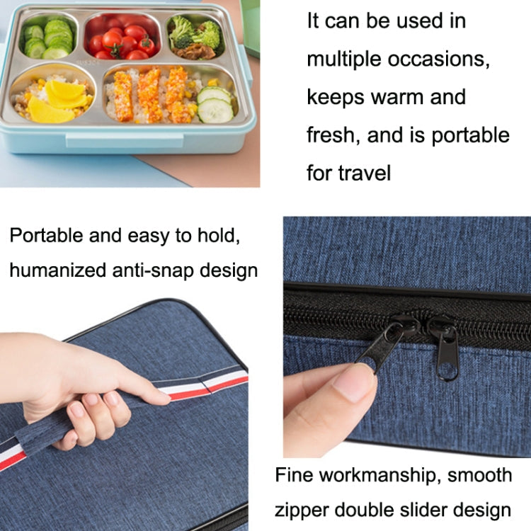 2pcs Small Waterproof Portable Lunch Bag Outdoor Picnic Lunch Box Insulation Bag(Navy)