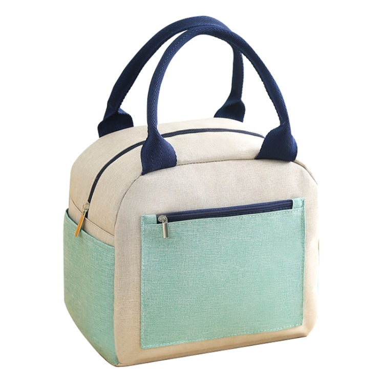 Match Color Cationic Lunch Box Handbag Aluminum Foil Thickened Waterproof Lunch Bag(Beige Green)
