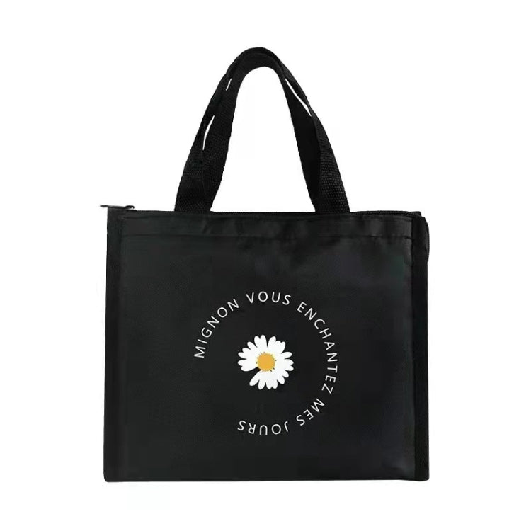 Horizontal Version Thick Waterproof Insulation Bag Oxford Cloth Lunch Bag Tote Bag(Small Daisy)
