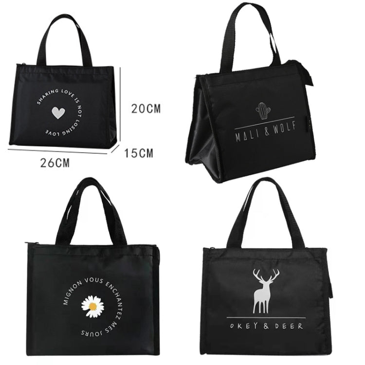 Horizontal Version Thick Waterproof Insulation Bag Oxford Cloth Lunch Bag Tote Bag(Love)