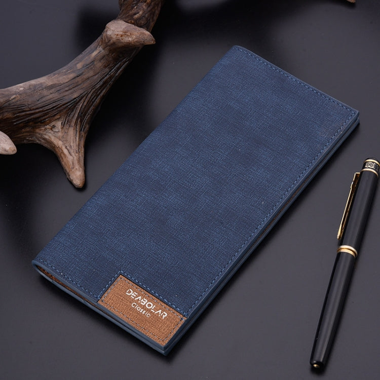 DEABOLAR Large Capacity Men Long Wallet Ultra-thin Paneled Soft Wallet(Navy Blue)