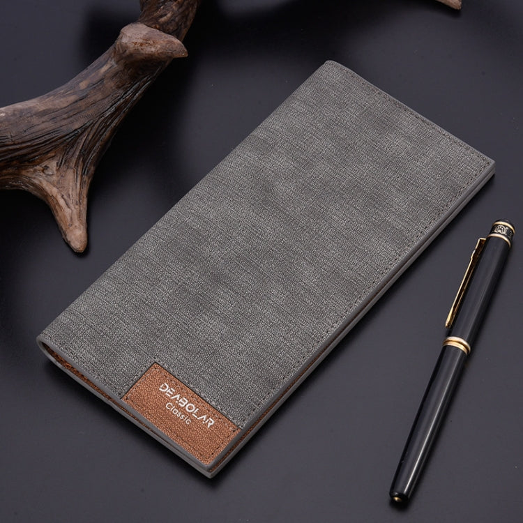 DEABOLAR Large Capacity Men Long Wallet Ultra-thin Paneled Soft Wallet(Light Gray)